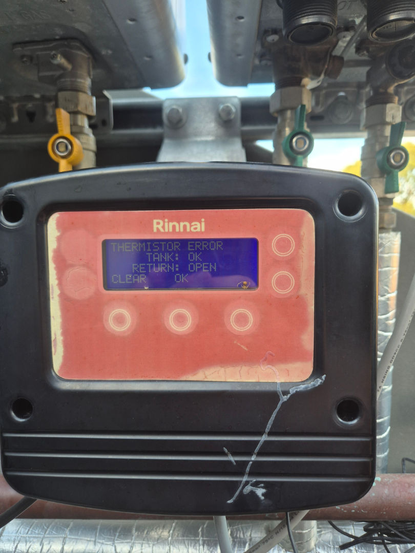 error reading on rinnai hot water system