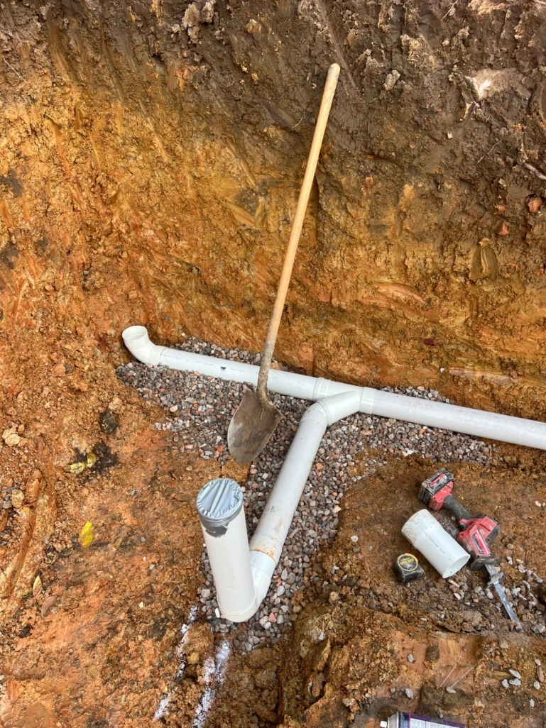 PVC Pipes in backyard drainage project