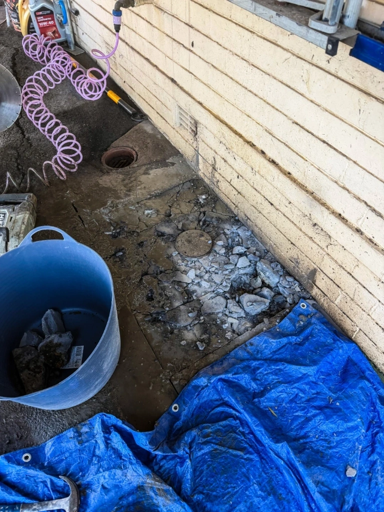 Digging up the sewer plumbing