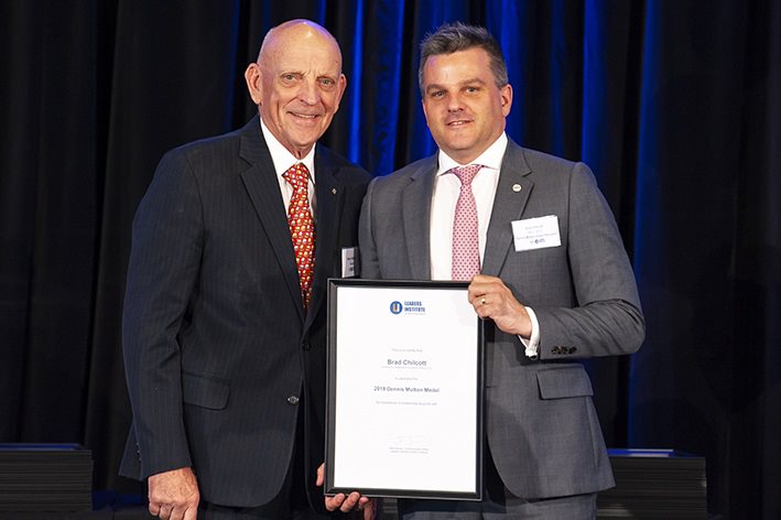 Dennis Mutton with 2019 award winner Brad Chilcott