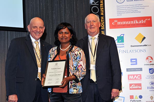 Dennis Mutton, Elsabet Tamrat and Colin Dunsford AM
