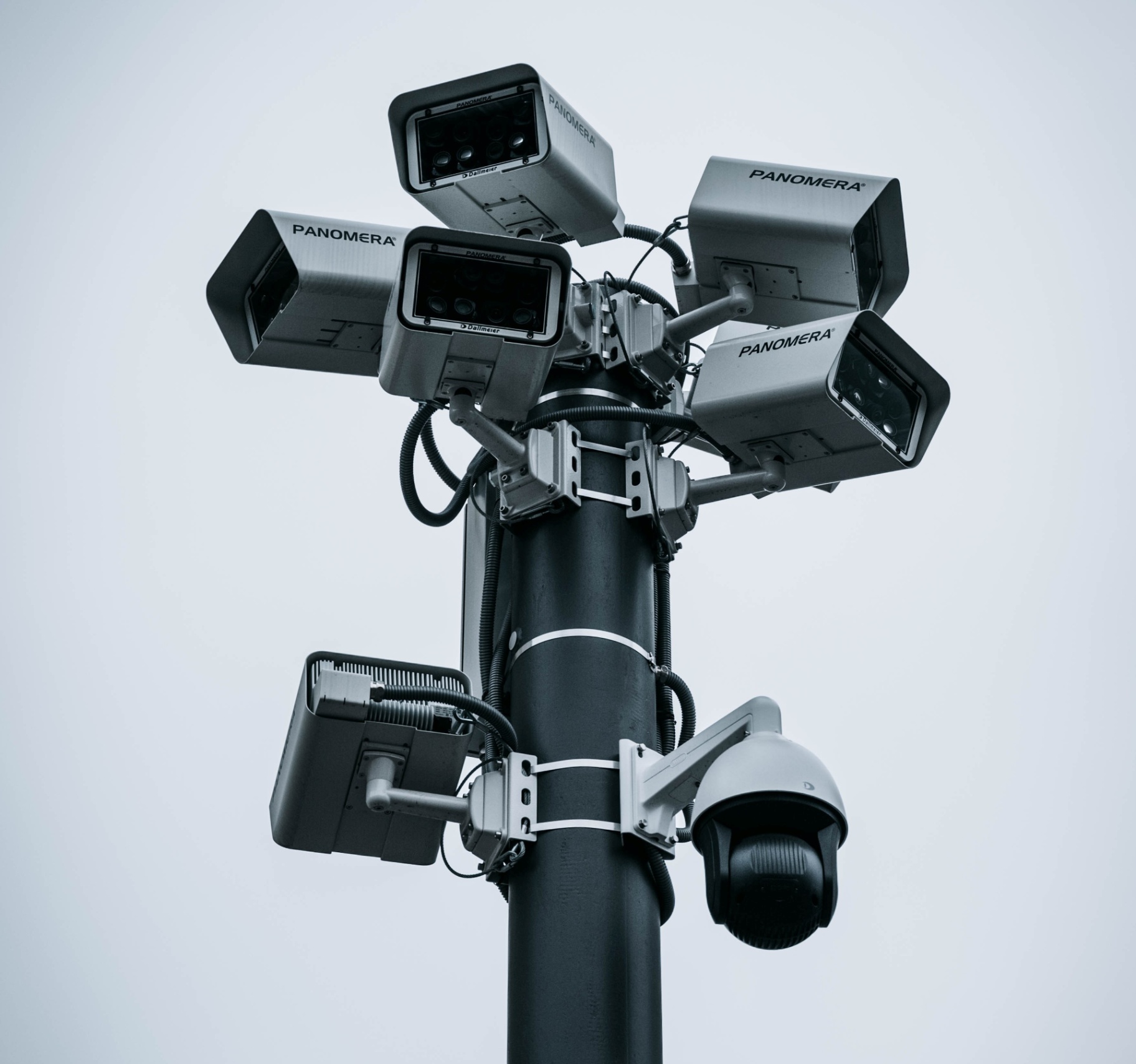 Surveillance cameras on pole