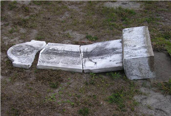 broken stone in a cemetery