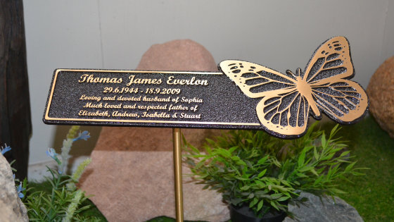 plaque with a butterfly