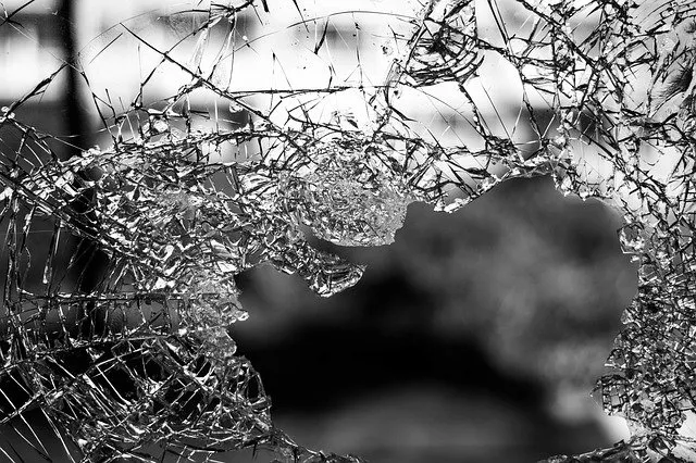 Shattered glass window