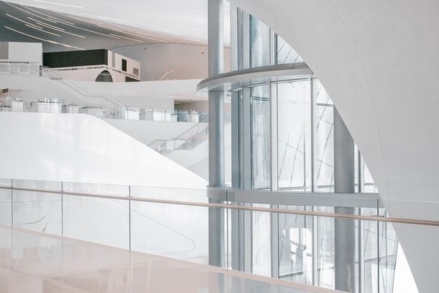 Glass balustrade in commercial building