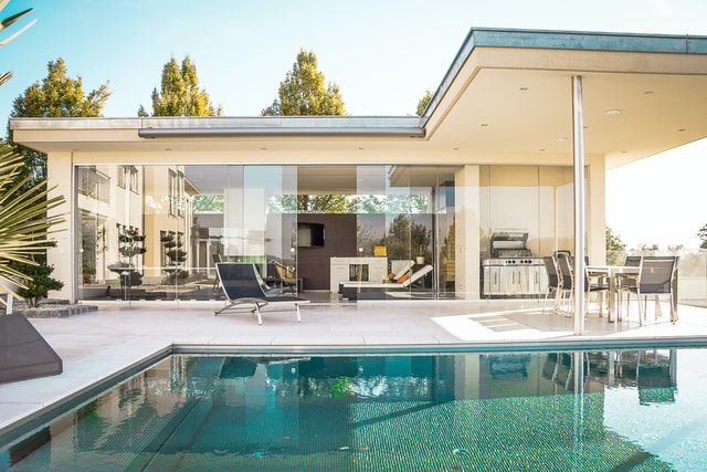 House with large glass windows