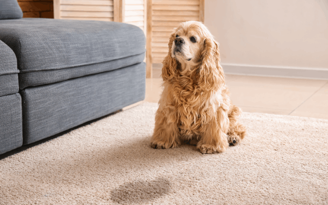 beautiful dog sitting on carpet