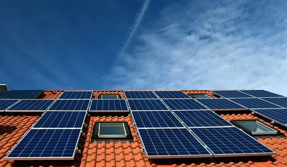 solar panels on a tiled roof