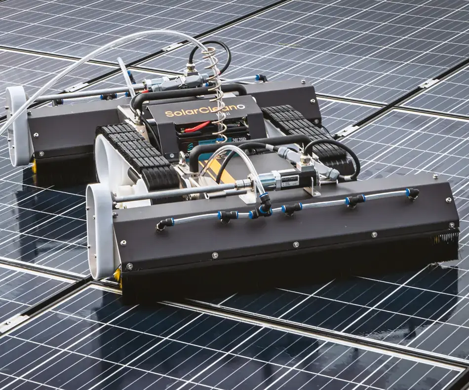 SolarCleanoM1 robot cleaning solar panels