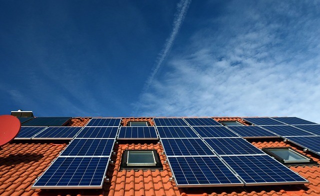 Solar panels on tile roof