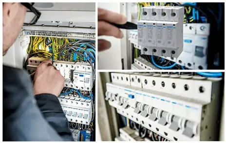 electrician carrying out an electrical inspection on wiring