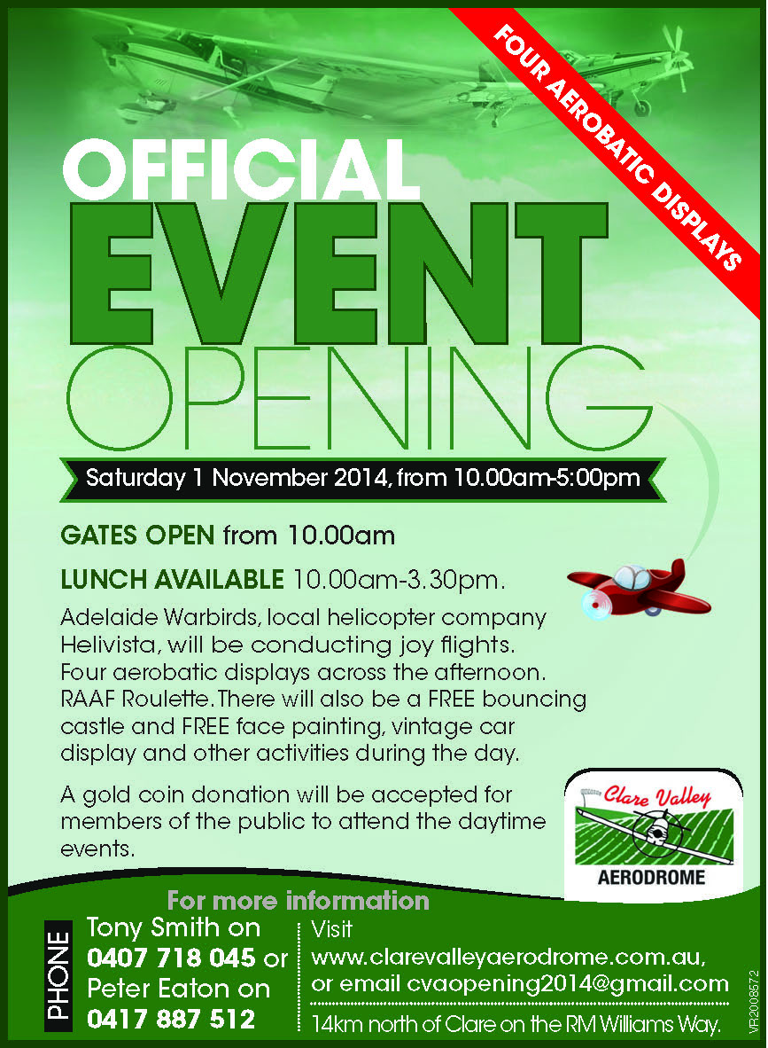 Clare Valley Aerdrome Opening Oct22