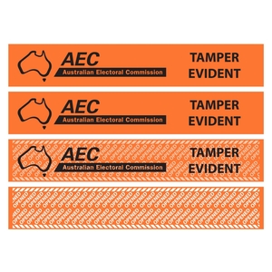 Example image of tape with government branded logo and wording