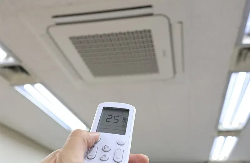 ducted air conditioning being operated via control