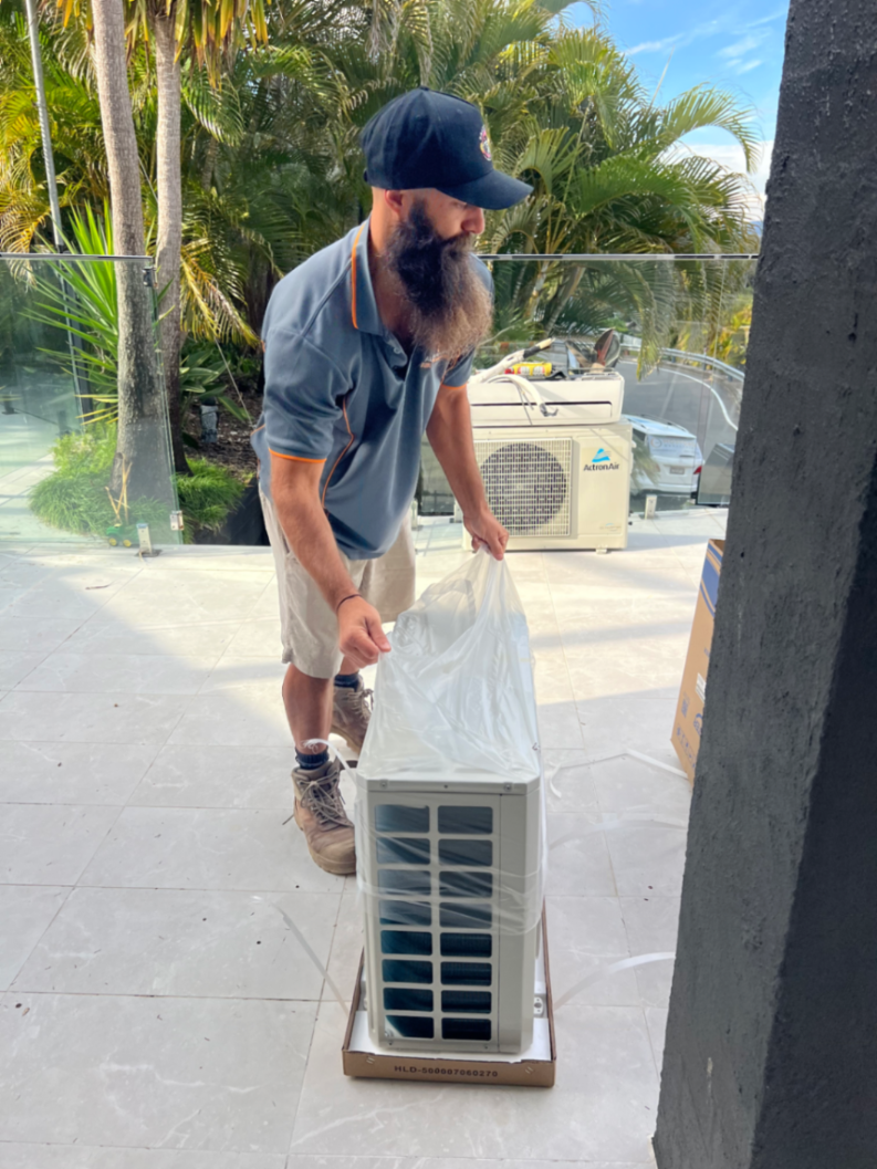 HVAC getting ready to install an air con