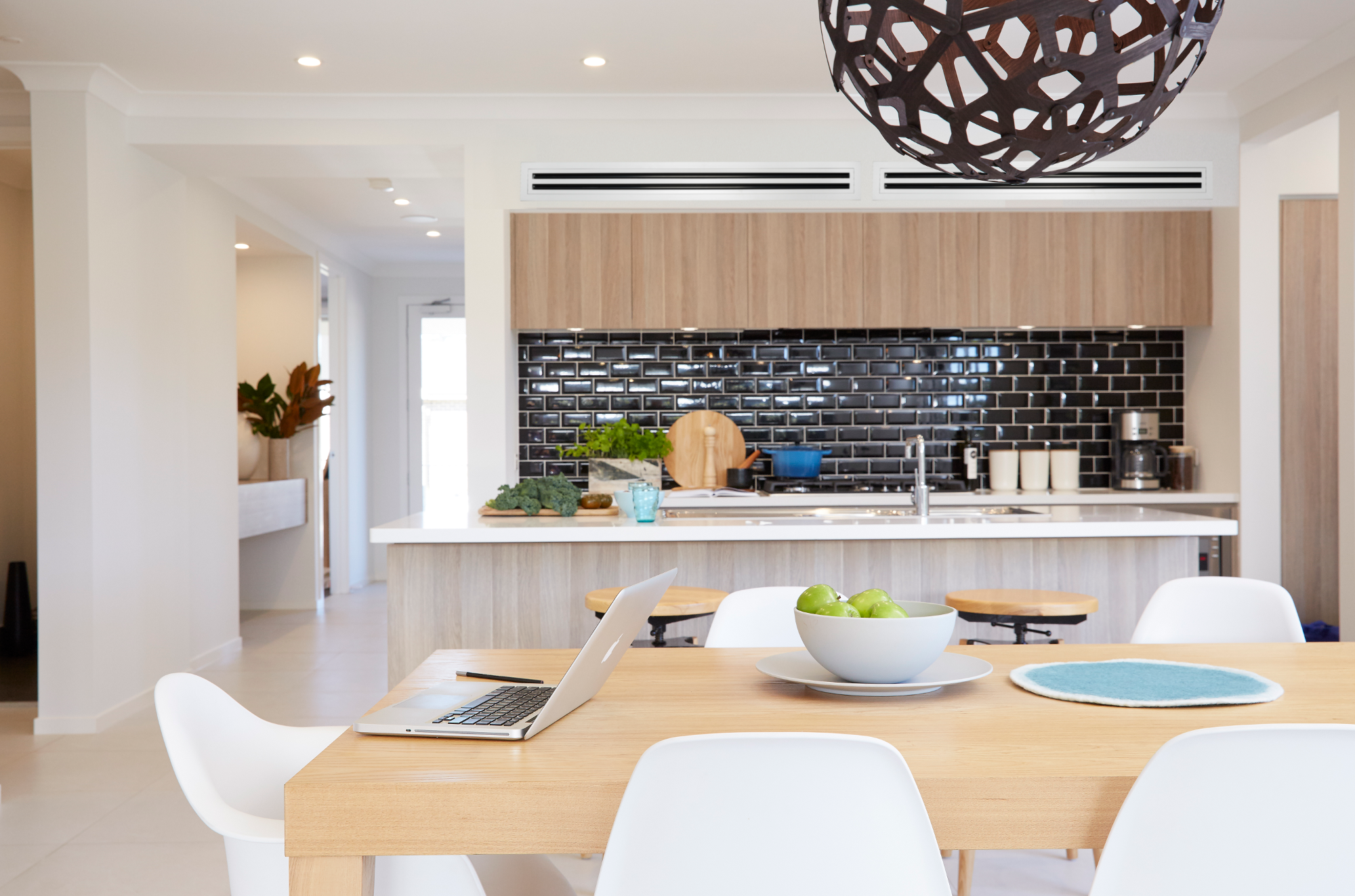 Kitchen with ducted aircon vents