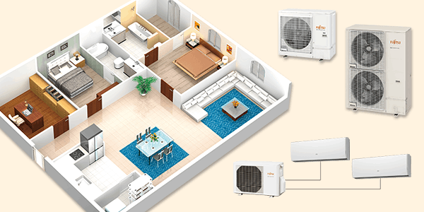 Fujitsu multi split system and home diagram