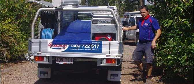 Express Wastewater plumber and vehicle