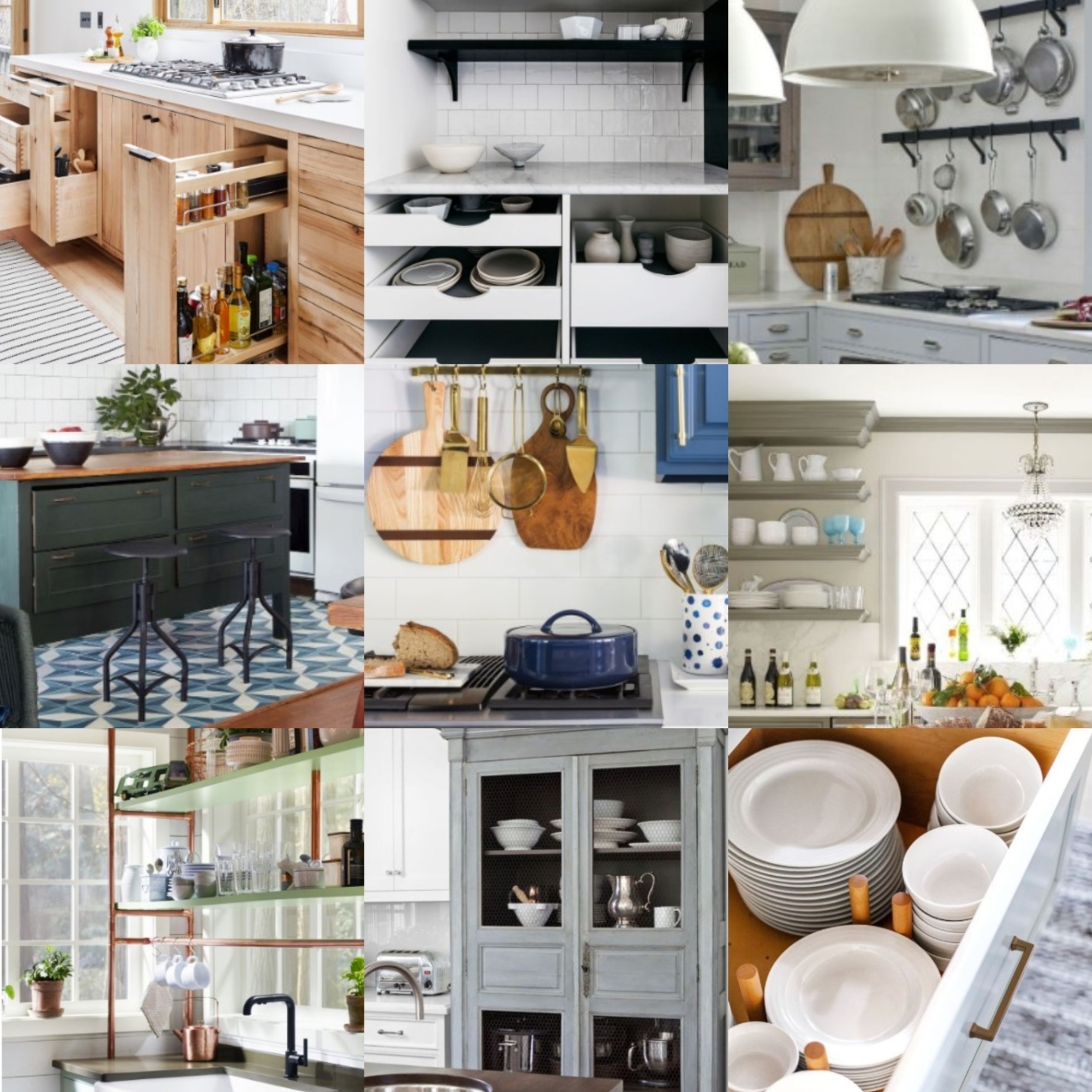 Kitchen storage ideas collage