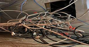 Old electrical wiring tangled