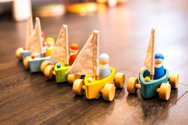 Wooden toy boats