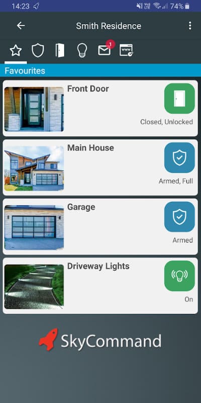 Smartphone SkyCommand Security Control Smartphone SkyCommand Security Control