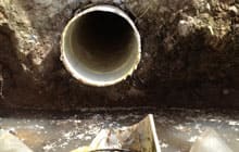 Cracked drain pipe Cracked drain
