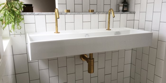 Vanity and subway tiles