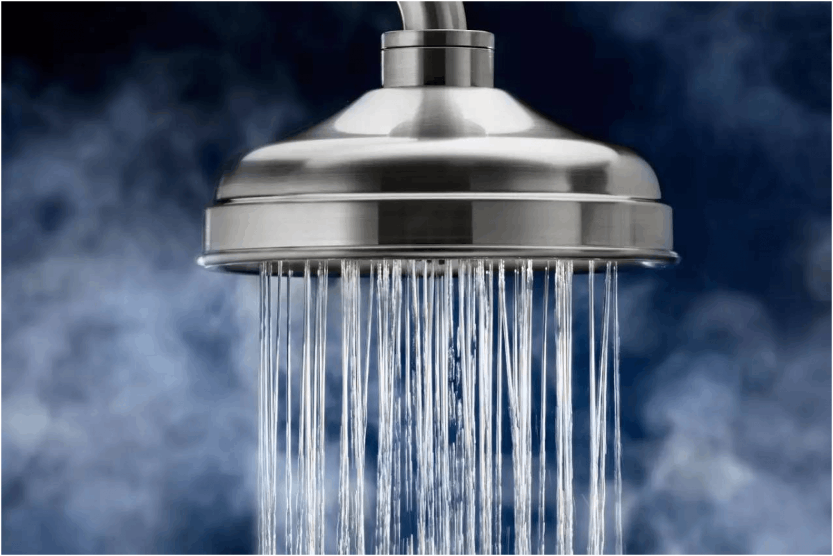 flowing water from a shower nozzel