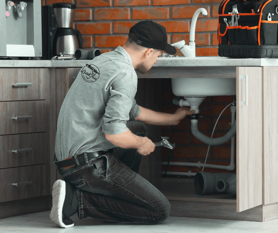 plumber clearing blocked sink