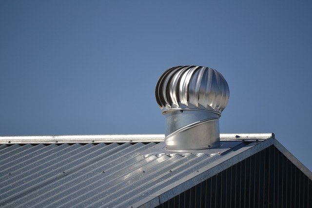 metal roof with whirlybird