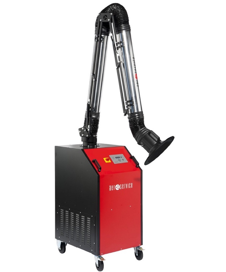 Product shot of the AerService UNI2.2 mobile filter with ArmoTech arm