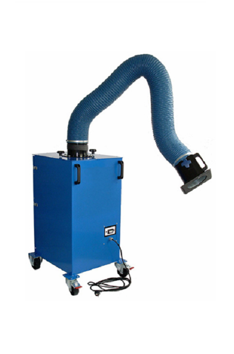 Product shot of the Plymoth MF Mobile Filter P-001 (mobile welding fume extractor) with 2 metre Table-Mounted IS Fume Extraction Arm