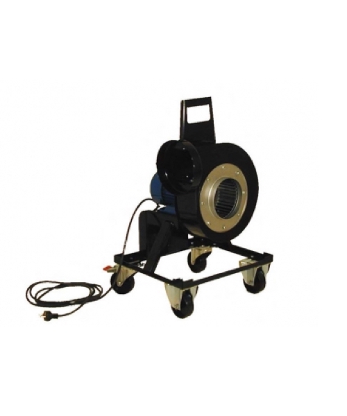 Product shot of the Plymoth Mobile Fan (P-324) on white background with wheels, handle and power cord
