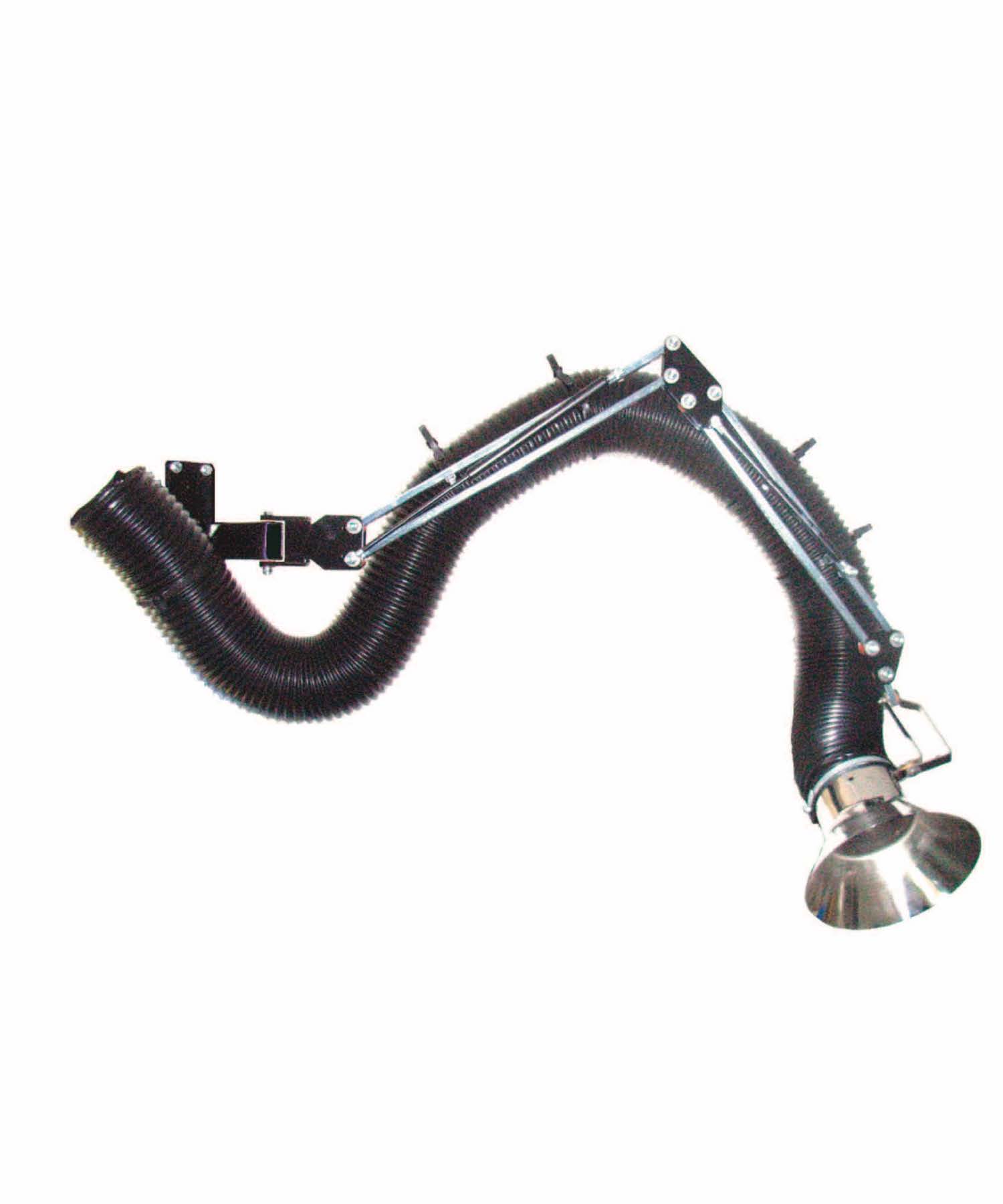 Product shot of the Plymoth Super-PM ATEX Fume Extraction Arm with external support and hood