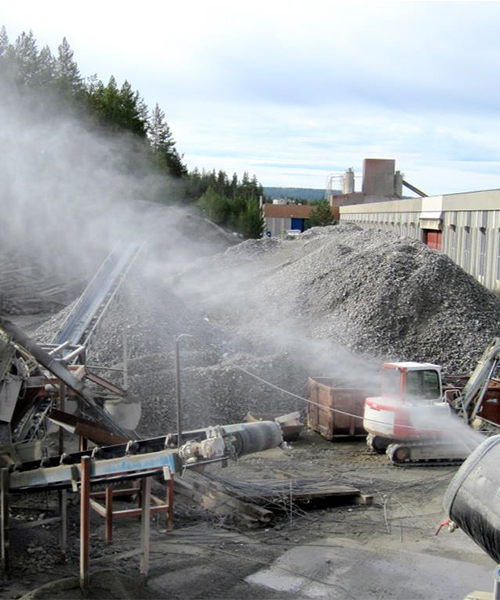 Mist Cannon operating at a rock crusher and conveyor site
