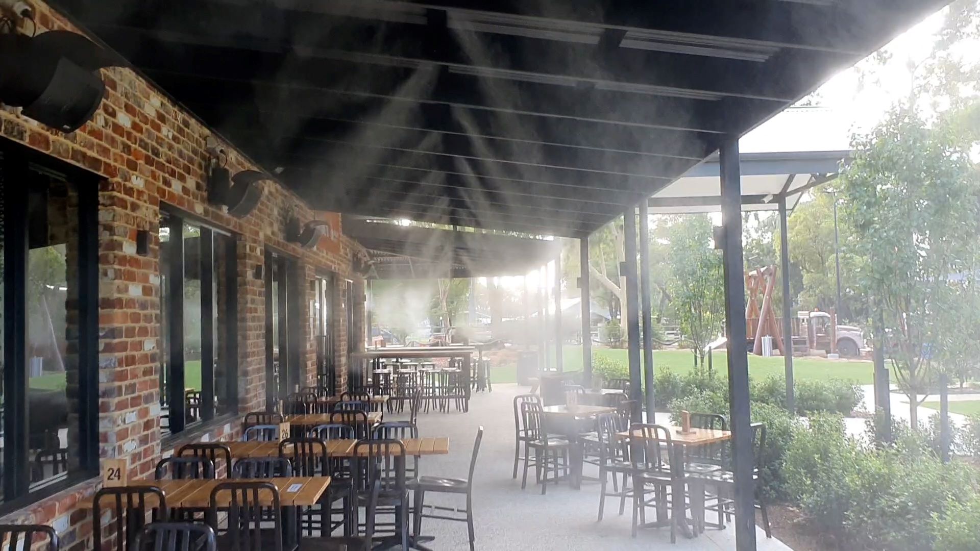 Mist Cooling Outdoor Dining Areas