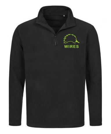 Fleece 1/4 zip Black with green embroidery front only