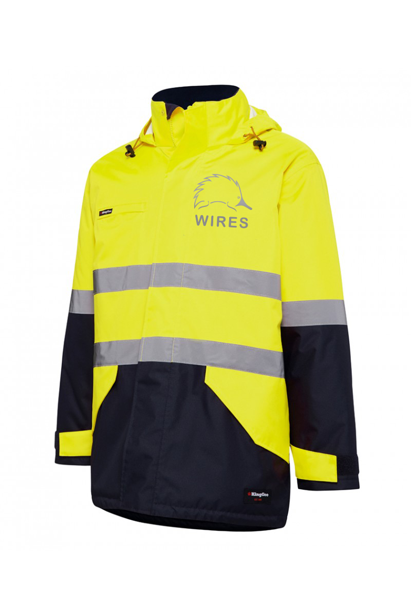 Wet Weather High Viz jacket with reflective print front and back