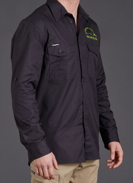 Unisex Safari / Work Shirt charcoal with green embroidery front only
