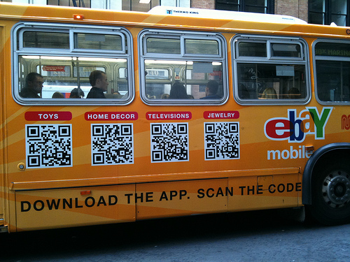 QR Code Signage on a passenger bus