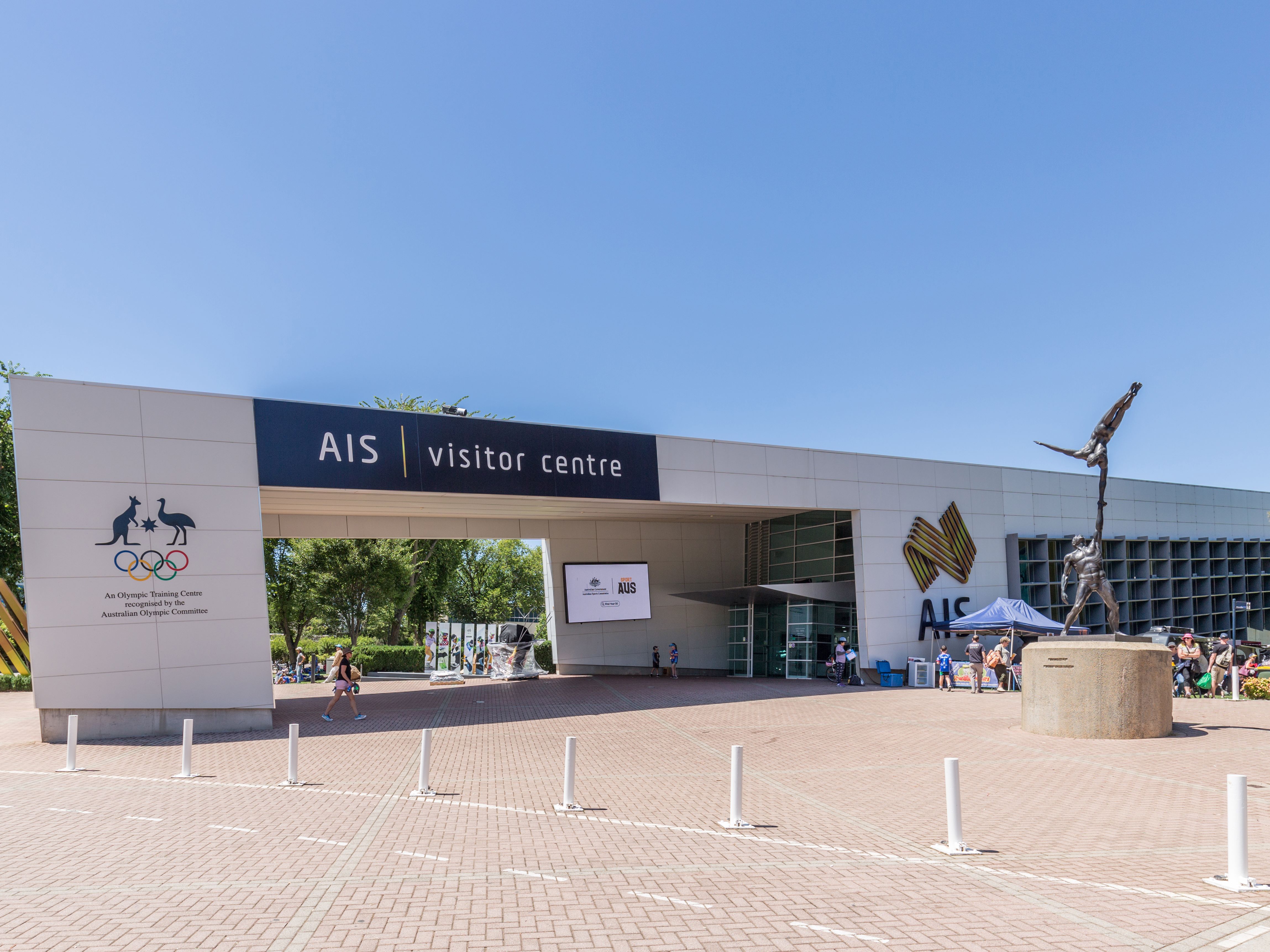 An aerial view of the Australian Institute of Sport campus, showcasing its state-of-the-art sports facilities and athletic fields. 