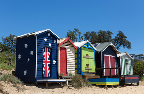 Colourful beach huts line the sandy shore of Frankston Beach, adding a quaint and picturesque charm to the scenic waterfront. These vibrant, coloured huts are a popular attraction, providing a perfect backdrop for beachgoers and a unique touch to the coastal landscape.