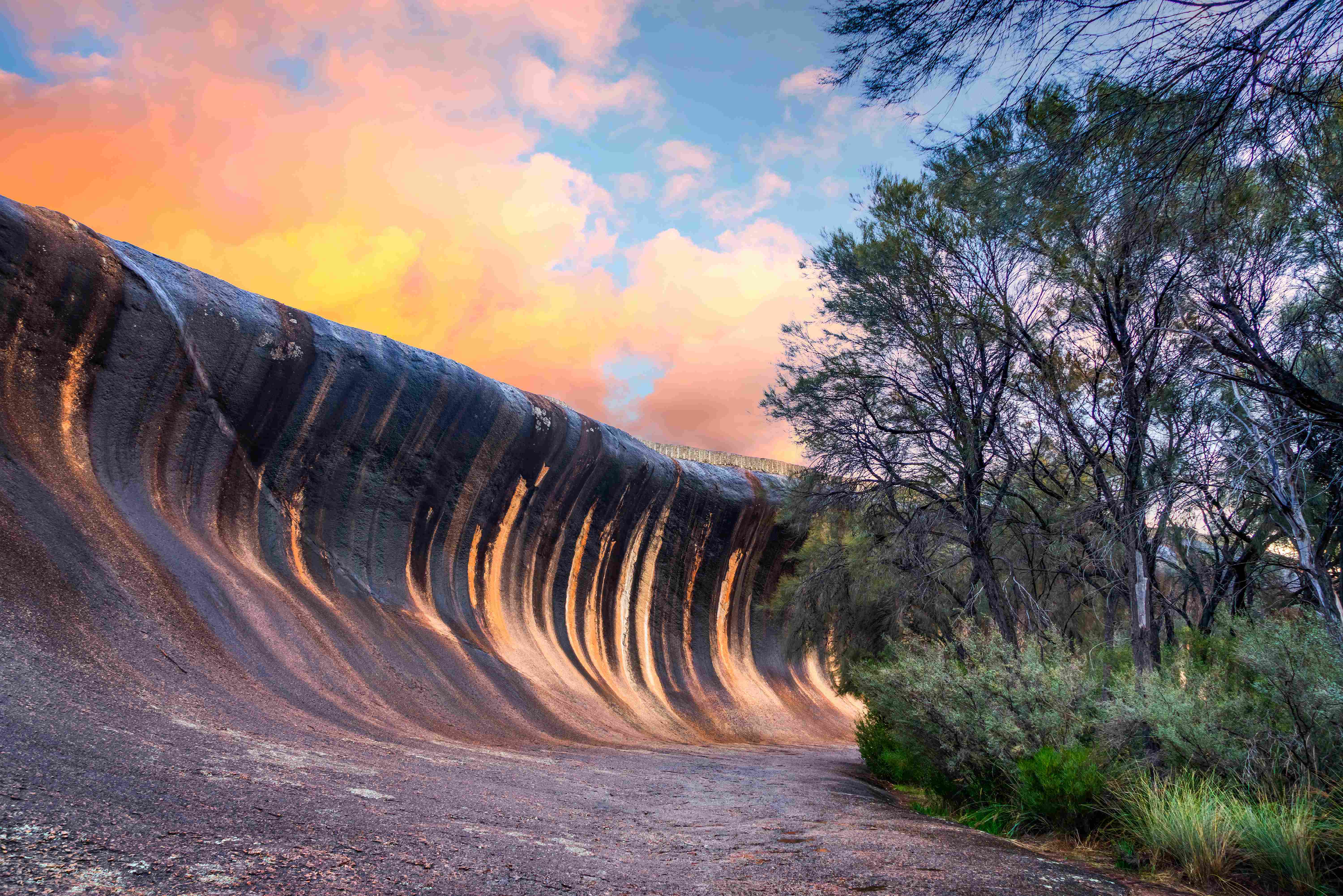 Majestic Wave Rock against a blue sky