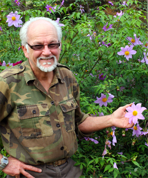 Dr Keith Hammett with sweetpeas