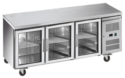 Exquisite SSC400G Three Glass Doors Underbench Storage Refrigerator Slimline