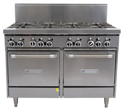 Garland GF48-6G12LL Restaurant Series Gas 6 Open Top Burners 300mm Griddle 2 Space Saver Ovens