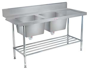 Simply Stainless SS09-1650DB Double Sink Dishwasher Inlet Bench