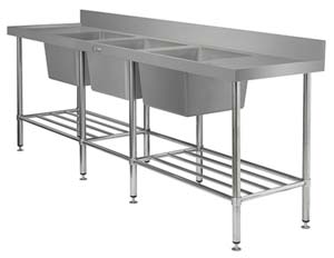 Simply Stainless SS24-7-2400-TB Triple Bowl Sink Bench